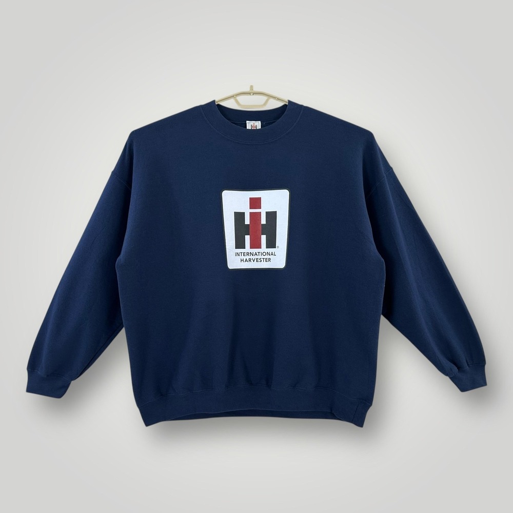 International Harvester‎ Sweatshirt Mens 2XL Blue Crewneck Fleece Logo Pullover